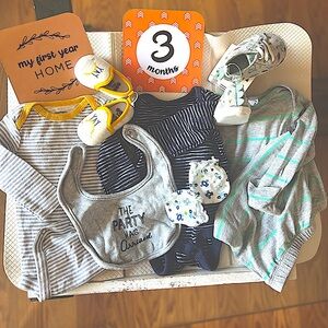 7 pc 0-3 month baby boy bundle, NWOT and 1 used